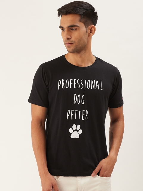 

PRINTOCTOPUS Men Black & White Printed Round Neck T-shirt