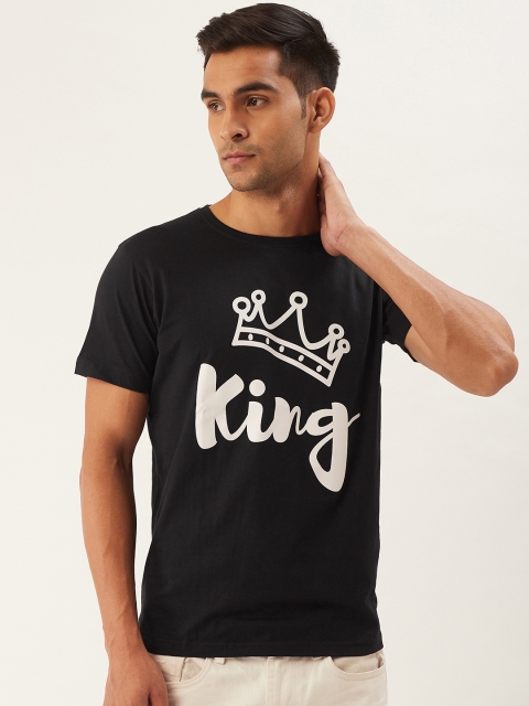 

PRINTOCTOPUS Men Black & White Printed Round Neck T-shirt