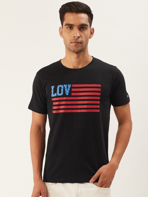 

PRINTOCTOPUS Men Black & Red Printed Round Neck T-shirt
