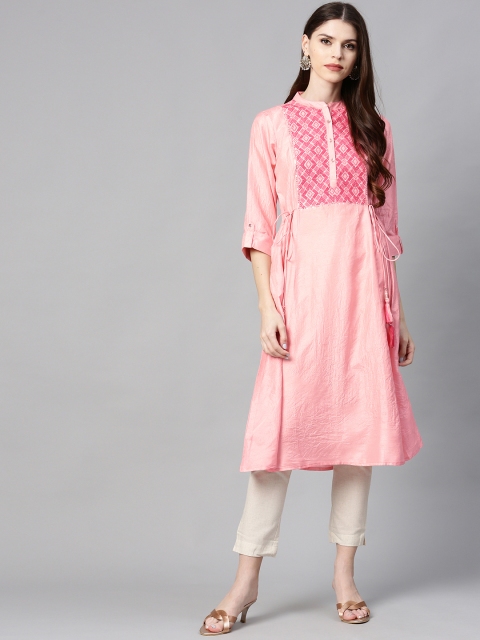 

Juniper Women Pink Yoke Design A-Line Kurta
