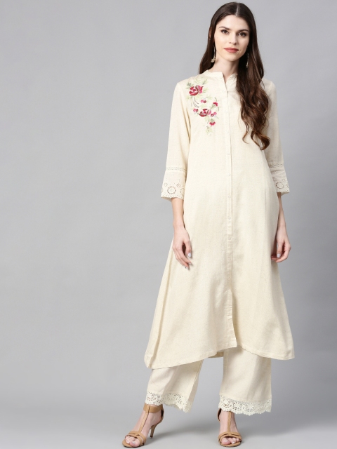

Juniper Women Off-White Solid A-Line Kurta