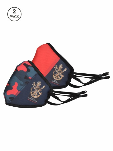 

EUME Adults Multicolored 2 Pcs Royal Challengers of Bangalore 4-Layer Reusable Face Masks, Multi