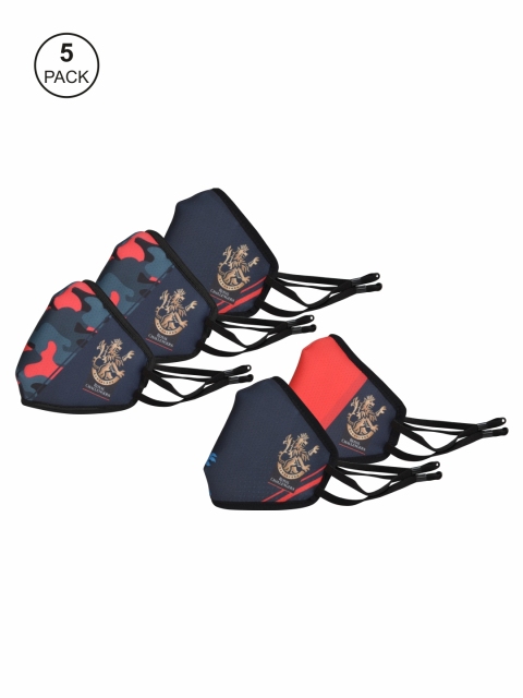 

EUME Adults Multicolored 5 Pcs Royal Challengers of Bangalore 4-Layer Reusable Face Masks, Multi
