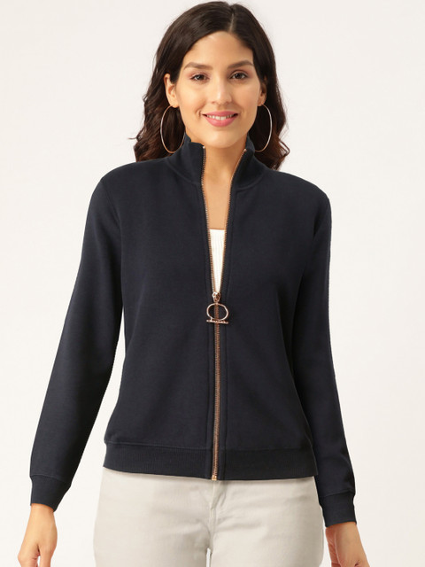 

Madame Women Navy Blue Solid Sweatshirt