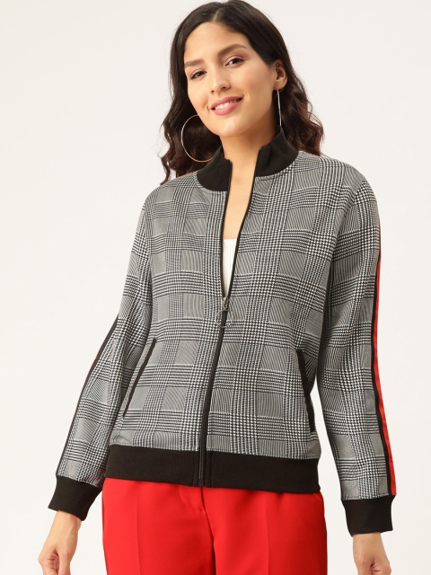 

Madame Women Black & Off-White Houndstooth Checked Sweatshirt