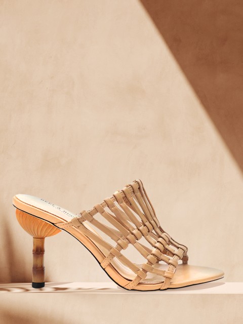 

Heel & Buckle London Women Beige Solid Leather Slim Heels