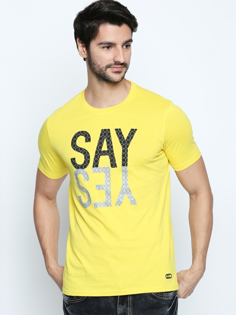 

Ajile by Pantaloons Men Yellow & Black Printed Round Neck T-shirt