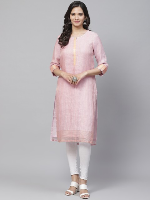 

Biba Women Dusty Pink Solid Straight Kurta