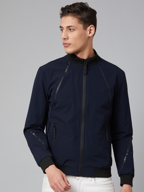 

Blackberrys Men Navy Blue Solid Bomber Jacket