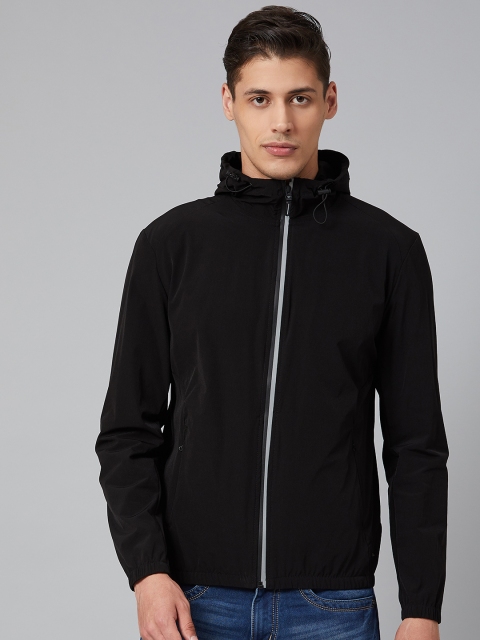 

Blackberrys Men Black Solid Hooded Bomber Jacket