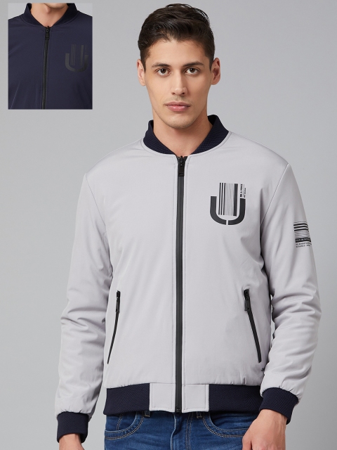 

Blackberrys Men Navy Blue Solid Reversible Bomber Jacket