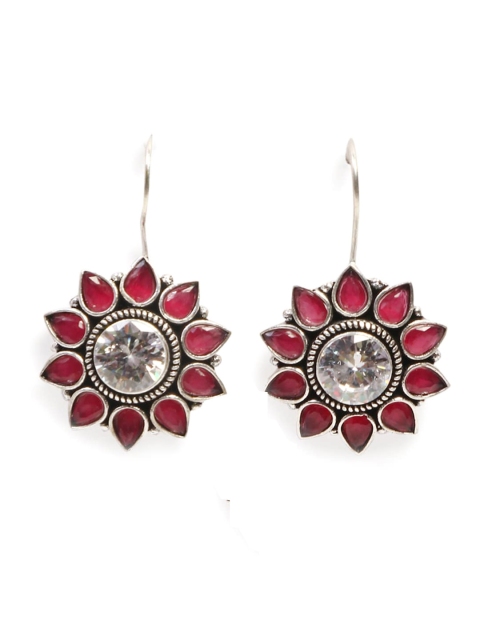 

Infuzze Pink & Silver-Plated Handcrafted Floral Drop Earrings