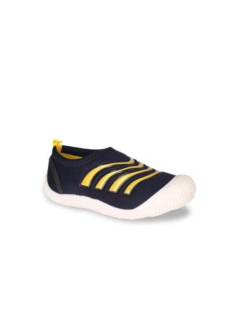 

Bubblegummers Boys Navy Blue & Yellow Colourblocked Slip-On Sneakers