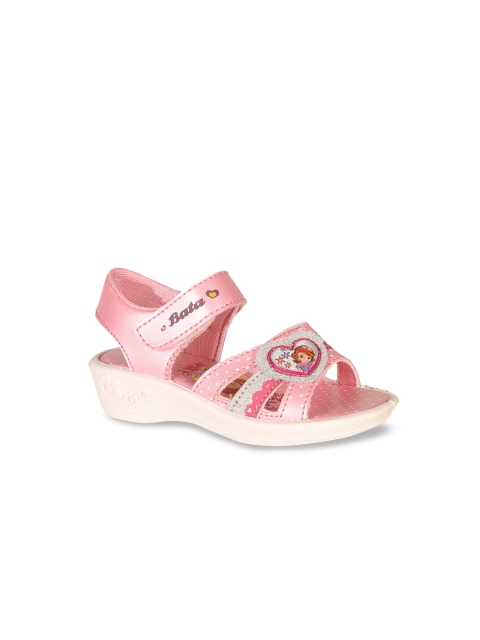 

Bubblegummers Girls Pink Printed Embellished Open Toe Flats