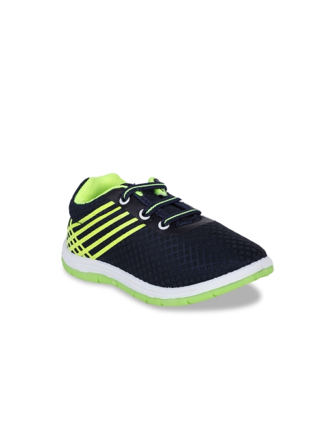 

Bubblegummers Boys Black & Fluorescent Green Striped Sneakers