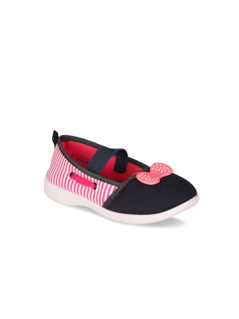 

Bubblegummers Girls Pink & Black Colourblocked Fabric Ballerinas