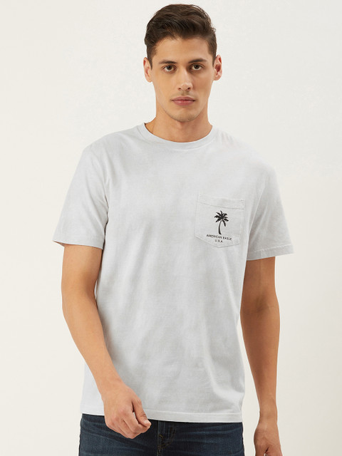 

AMERICAN EAGLE OUTFITTERS Men Grey Printed Back Round Neck T-shirt