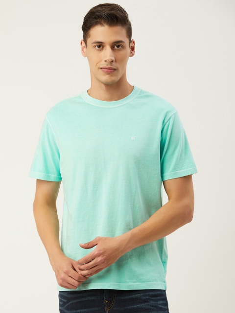 

AMERICAN EAGLE OUTFITTERS Men Mint Green Solid Round Neck T-shirt