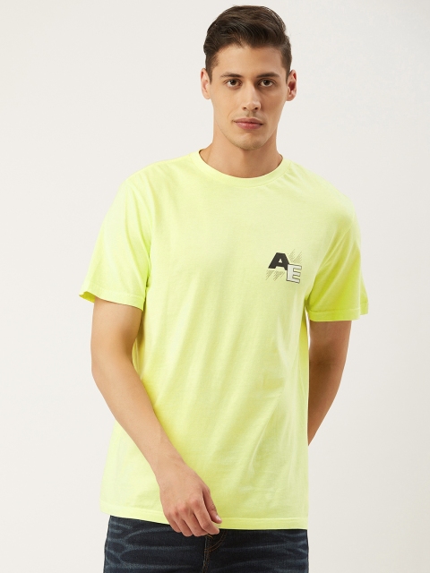 

AMERICAN EAGLE OUTFITTERS Men Yellow Printed Back Round Neck T-shirt