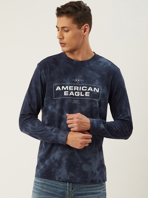 

AMERICAN EAGLE OUTFITTERS Men Navy Dyed Round Neck T-shirt, Navy blue