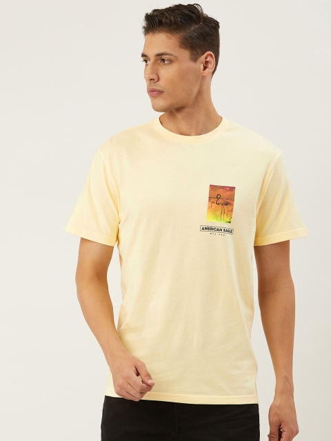 

AMERICAN EAGLE OUTFITTERS Men Yellow Printed Back Round Neck T-shirt
