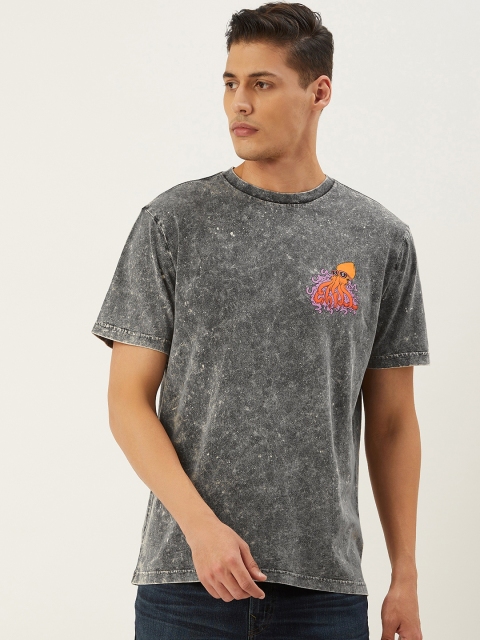 

AMERICAN EAGLE OUTFITTERS Men Grey Dyed Round Neck T-shirt