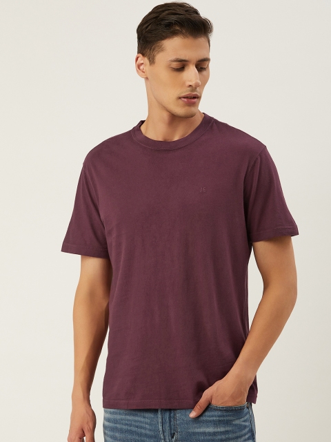

AMERICAN EAGLE OUTFITTERS Men Burgundy Solid Round Neck T-shirt