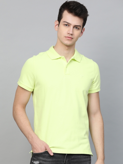 

AMERICAN EAGLE OUTFITTERS Men Lime Green Slim Fit Solid Polo Collar T-shirt