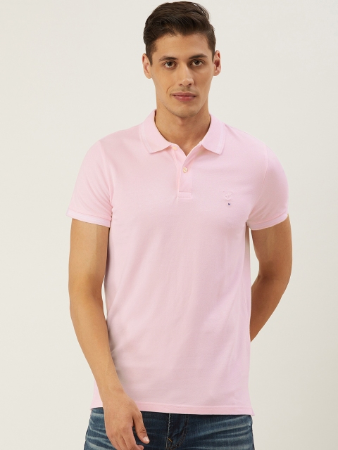 

AMERICAN EAGLE OUTFITTERS Men Pink Solid Polo Collar T-shirt