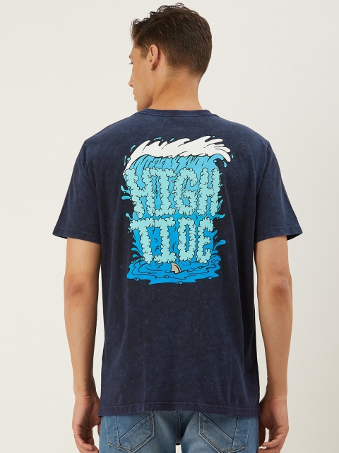 

AMERICAN EAGLE OUTFITTERS Men Navy Blue Printed Back Standard Fit Round Neck T-shirt