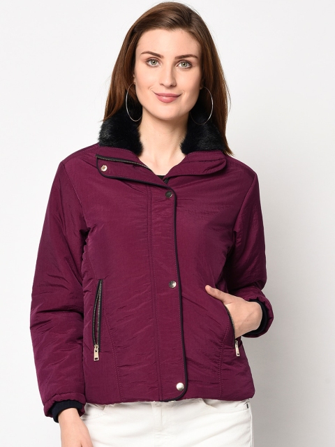 

Spirit Women Burgundy Solid Windcheater Padded Jacket