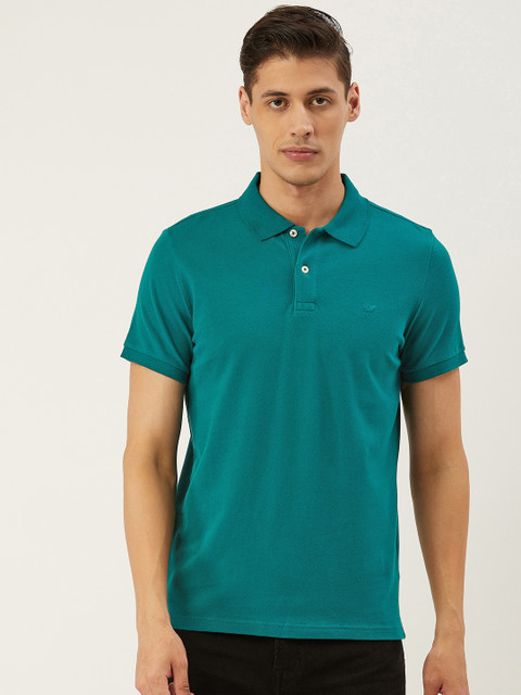 

AMERICAN EAGLE OUTFITTERS Men Green Solid Polo Collar T-shirt