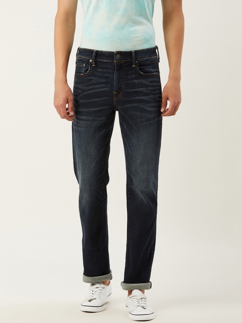 

AMERICAN EAGLE OUTFITTERS Men Navy Blue Straight Fit Mid-Rise Clean Look Stretchable Jeans