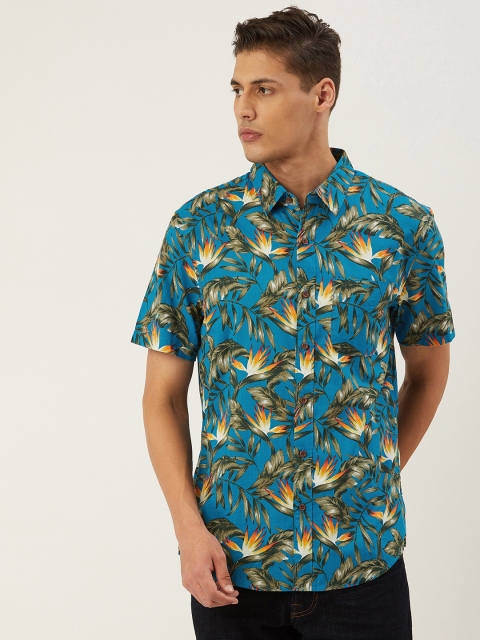 

AMERICAN EAGLE OUTFITTERS Men Blue & Orange Regular Fit Tropical Print Casual Shirt
