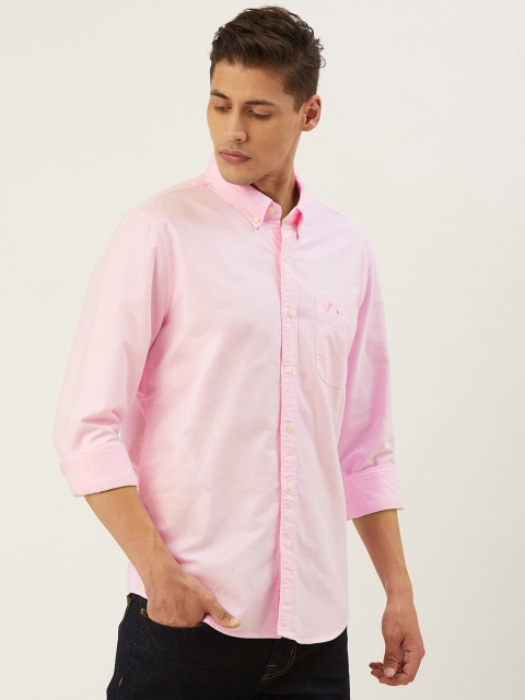 

AMERICAN EAGLE OUTFITTERS Men Pink Slim Fit Solid Casual Shirt