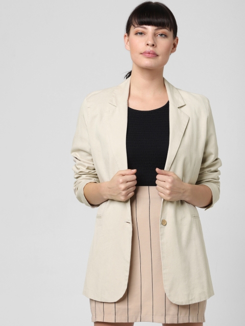 

Vero Moda Women Beige Tailored Fit Solid Single-Breasted Casual Blazer