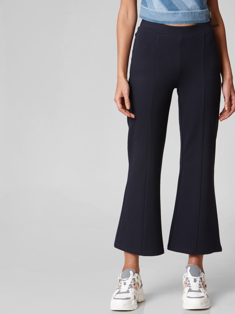 

Vero Moda Women Navy Blue Slim Fit Solid Cropped Regular Trousers