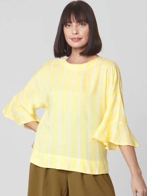 

Vero Moda Women Yellow & White Striped Top