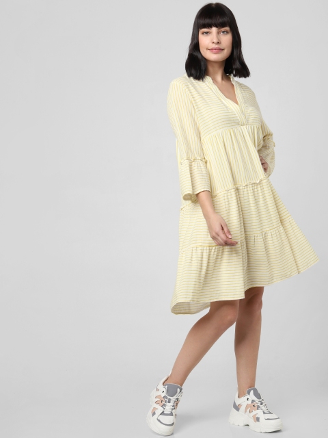 

Vero Moda Women White Striped A-Line Dress