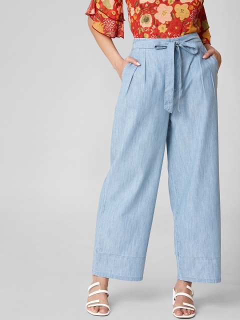 

Vero Moda Women Blue Loose Fit Solid Parallel Trousers