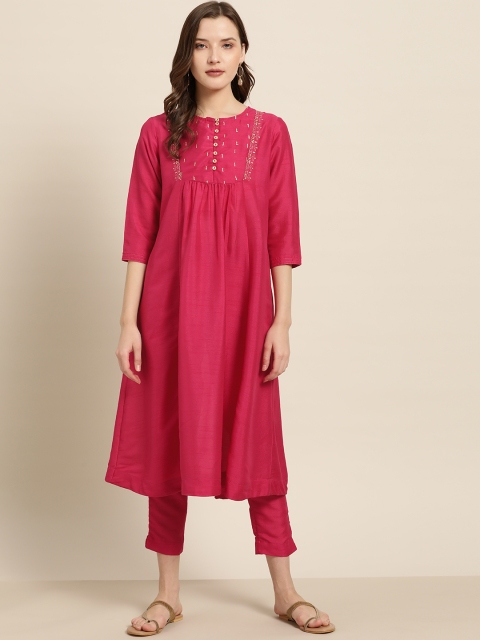 

Sangria Women Pink Yoke Design Kurta with Trousers