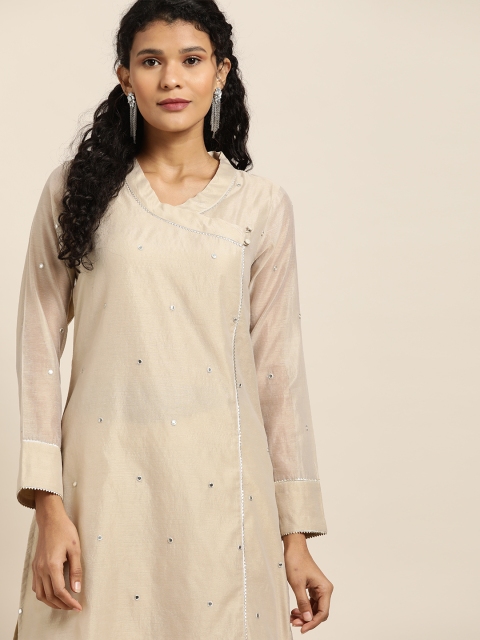 

Sangria Women Beige Solid Kurta with Palazzos