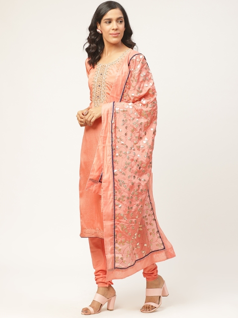 

Shaily Peach-Coloured Yoke Design Unstitched Dress Material