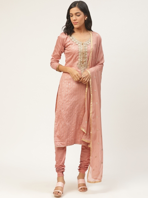 

Shaily Dusty Pink Striped Unstitched Dress Material