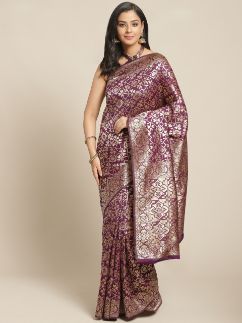 

Mitera Purple & Golden Pure Silk Zari Woven Design Celebrity Saree