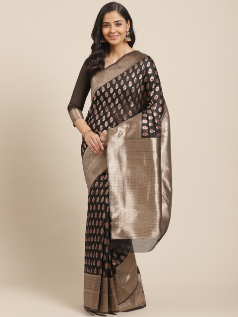 

Mitera Black & Golden Woven Design Kanjeevaram Saree