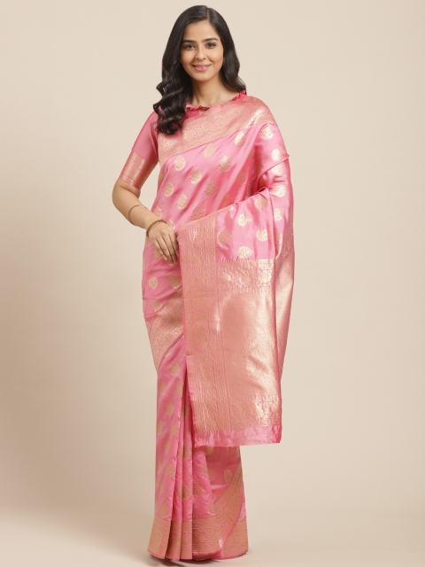 

Mitera Pink & Golden Woven Design Kanjeevaram Saree