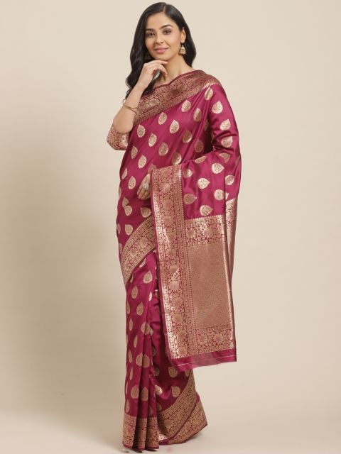 

Mitera Magenta & Golden Woven Design Kanjeevaram Saree