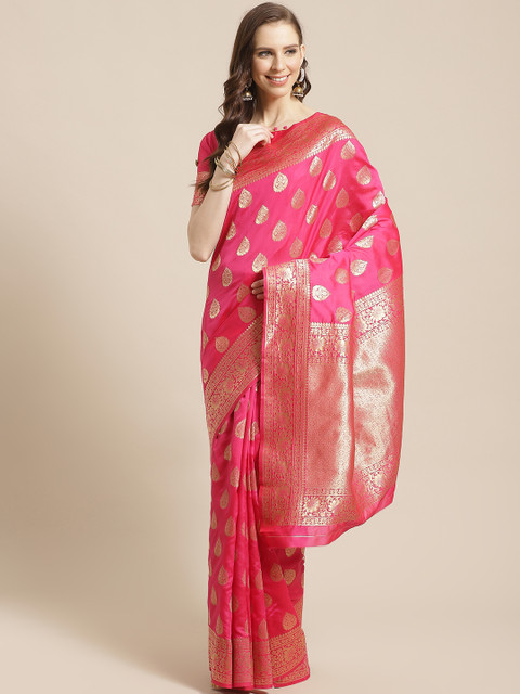 

Mitera Magenta & Golden Woven Design Kanjeevaram Saree