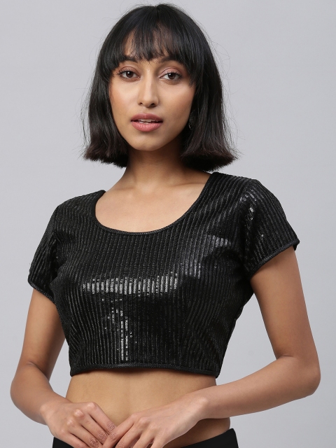 

Amrutam Fab Women Black Sequinned Saree Blouse